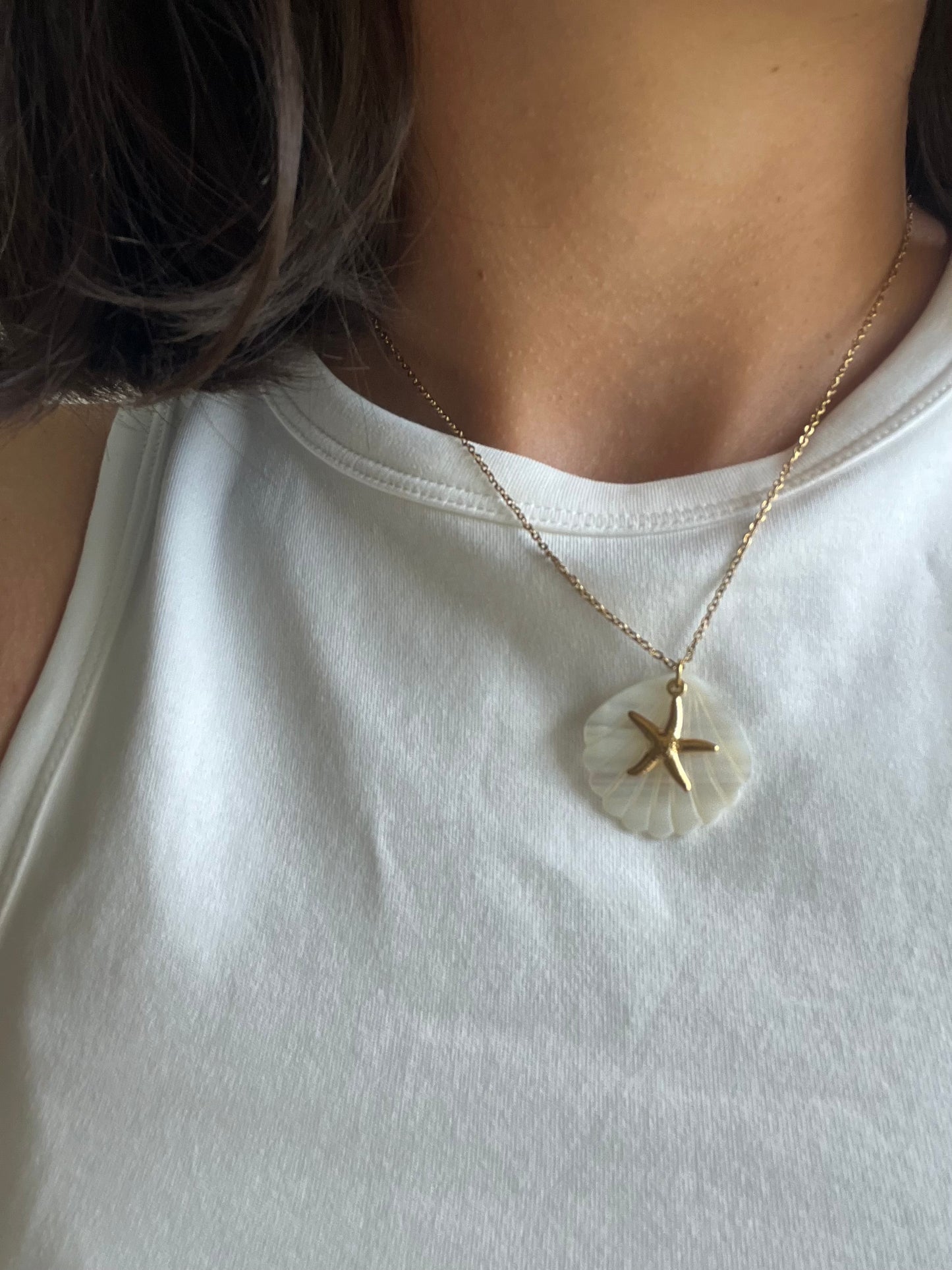 Collier pendentif Palma - coquillage en nacre et étoile de mer