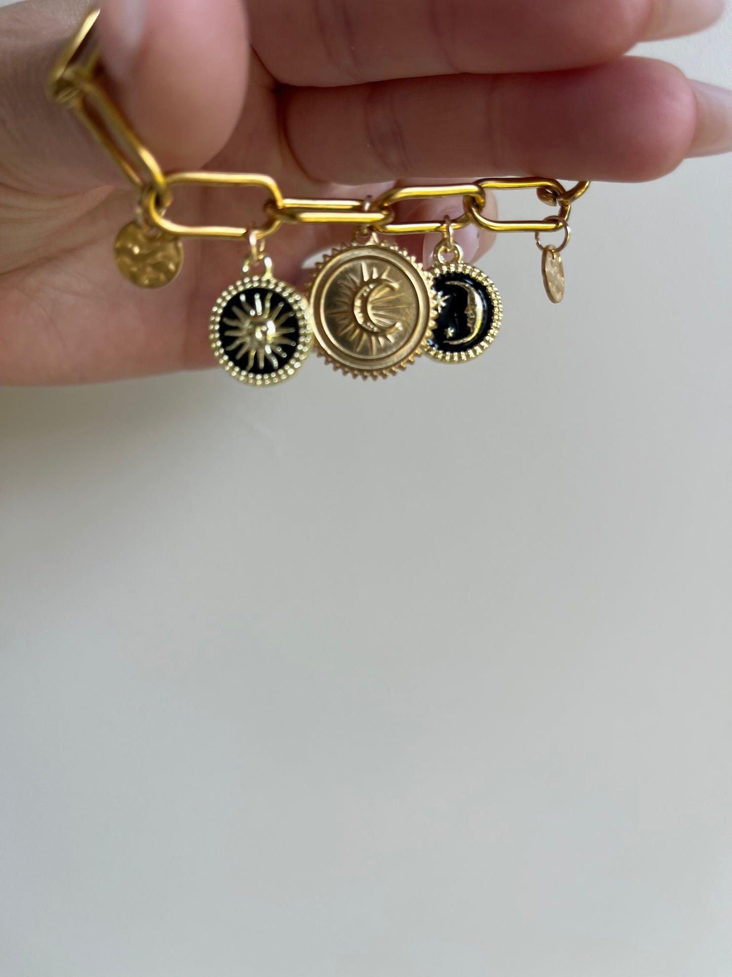 Bracelet charms - Gold sun- Acier inoxydable