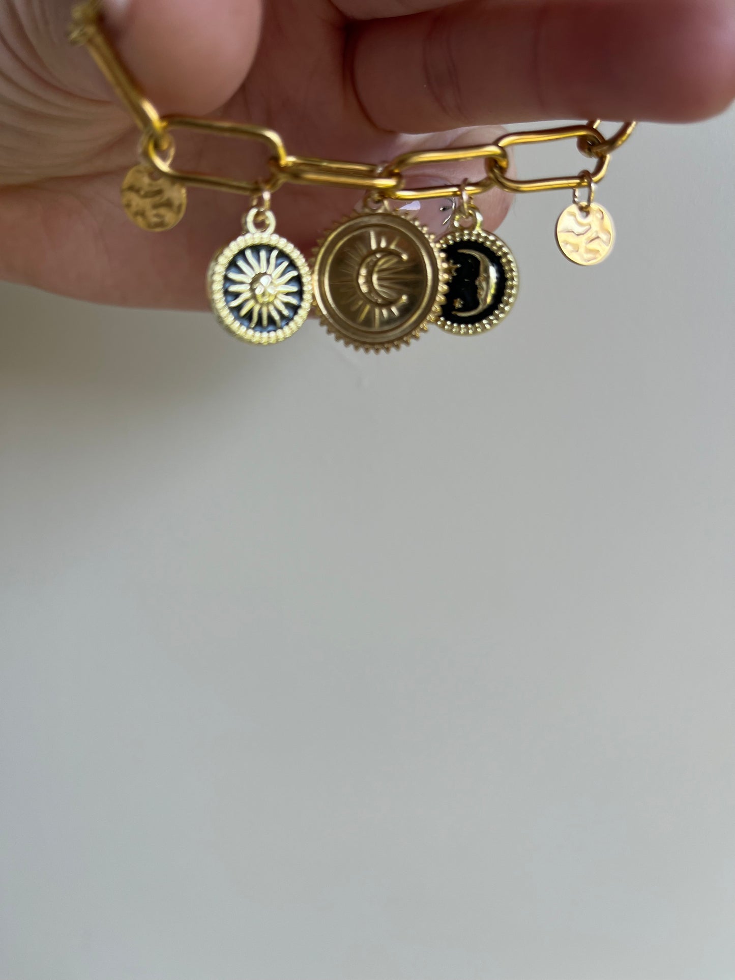 Bracelet charms - Gold sun- Acier inoxydable