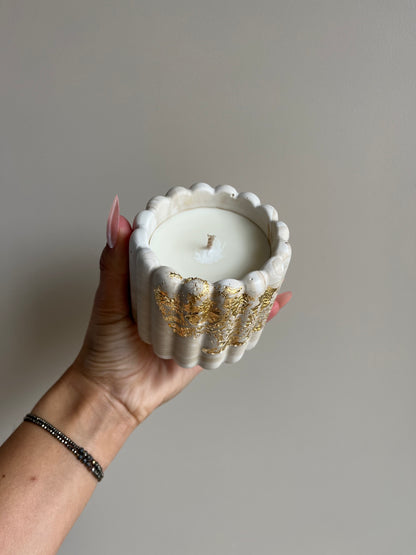 Bougie végétale parfumée - Ambre gris - Moka marbre - feuille d'or - 35h