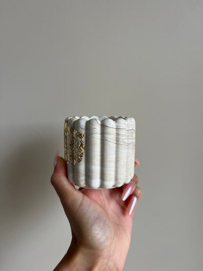 Bougie végétale parfumée - Ambre gris - Moka marbre - feuille d'or - 35h