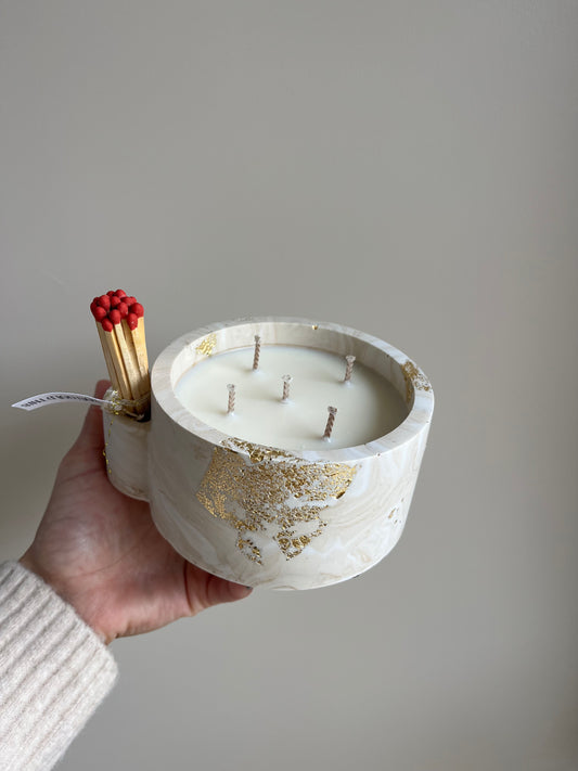 Maxi bougie végétale Cachemire et Soie – Moka feuilles d’or – 65h – You Gold This