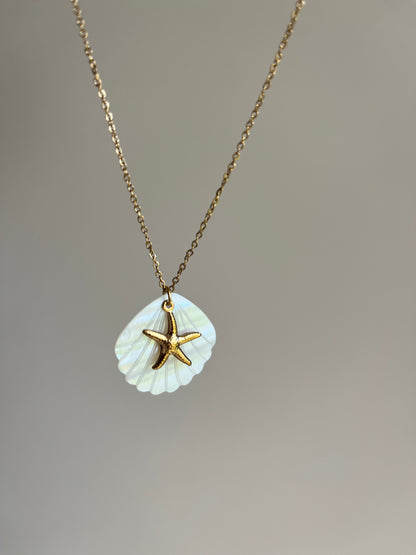 Collier pendentif Palma - coquillage en nacre et étoile de mer