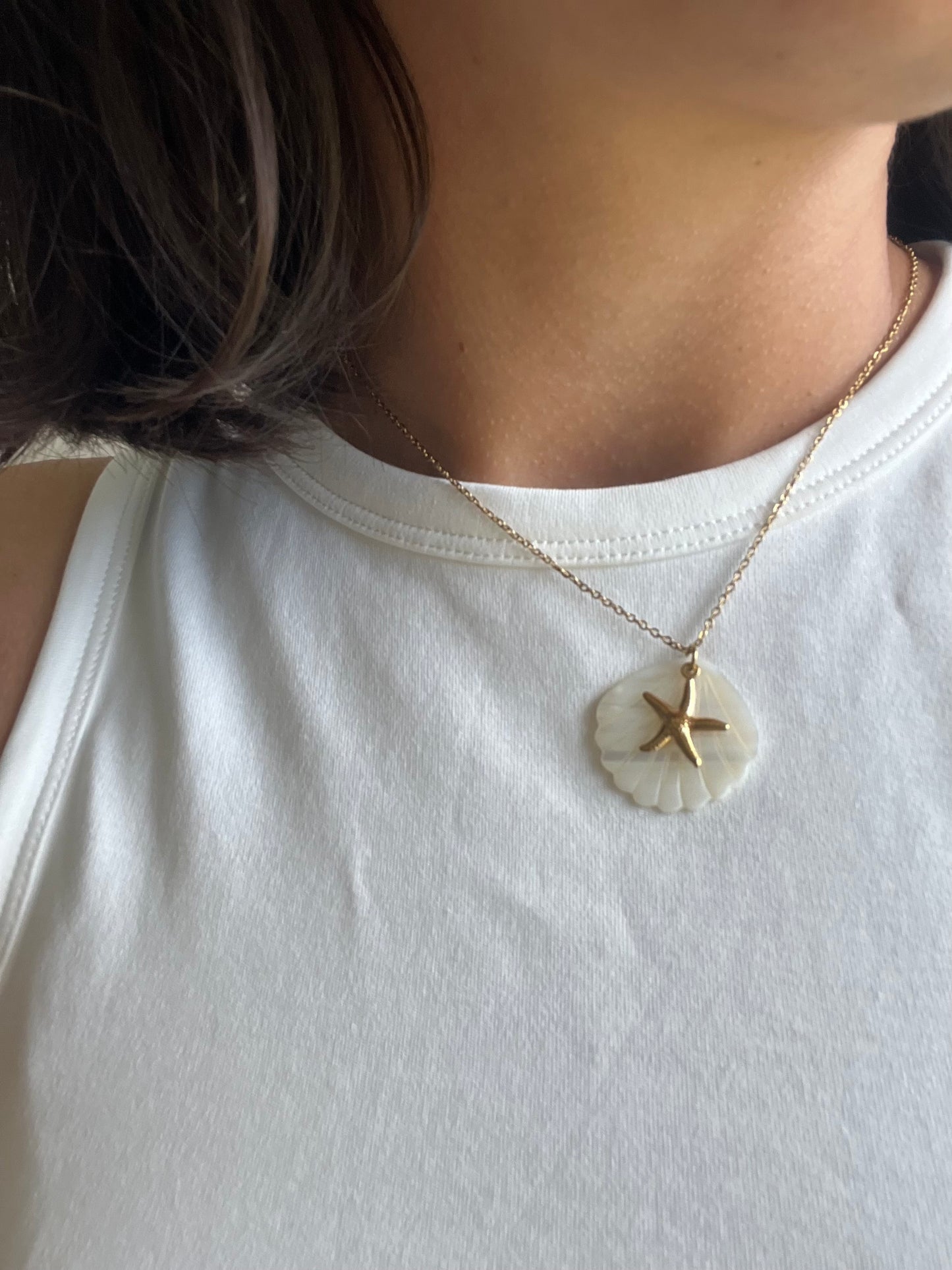 Collier pendentif Palma - coquillage en nacre et étoile de mer