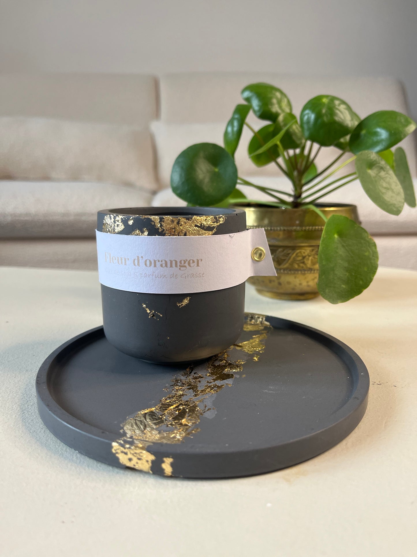 Plateau de décoration rond - Noir