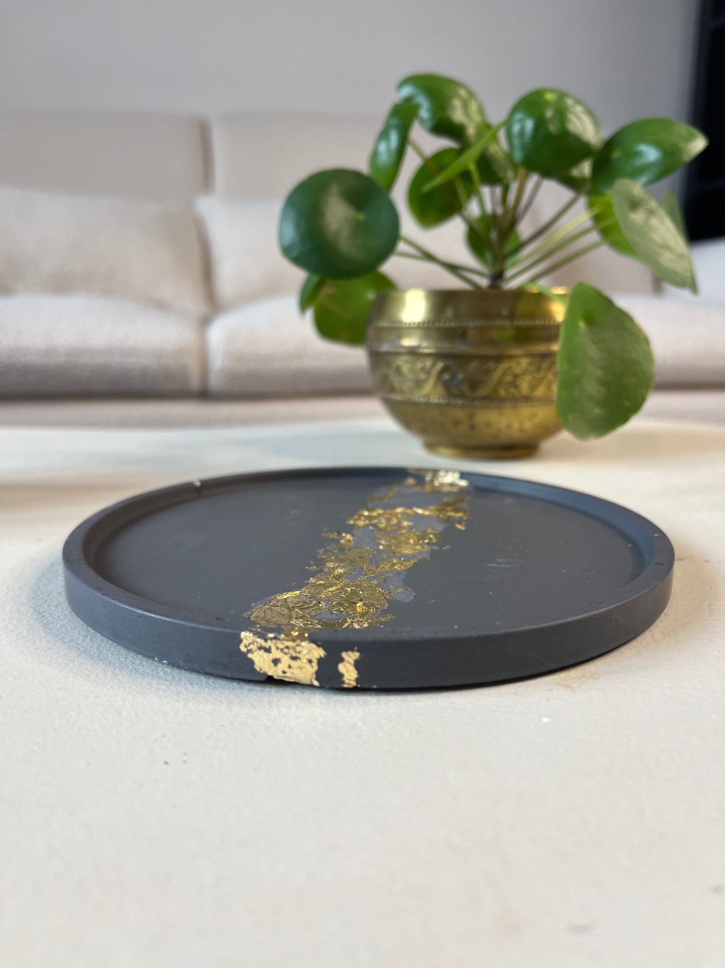 Plateau de décoration rond - Noir