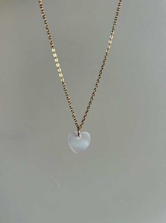Collier pendentif cœur nacré – Doré – Bijoux fantaisie – You Gold This