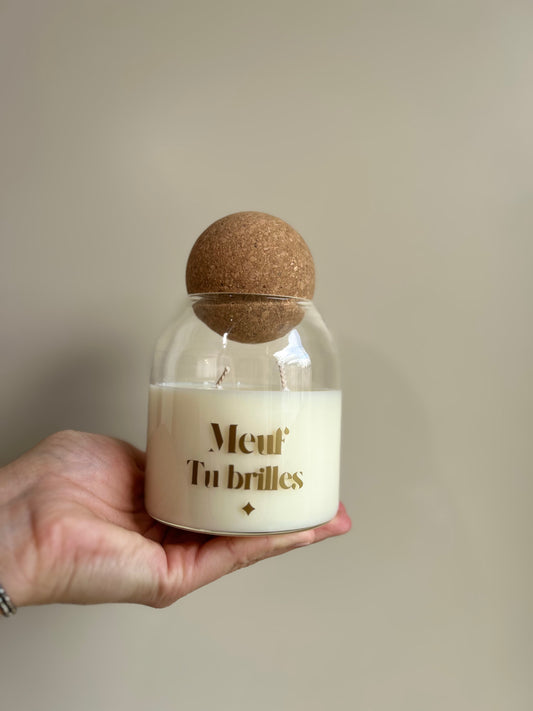Bougie végétale « Meuf tu brilles » – Cire de soja, parfum de Grasse Orchidée Noire – Édition limitée You Gold This