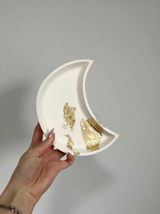 Plateau de décoration Luna - Blanc et feuille d'or
