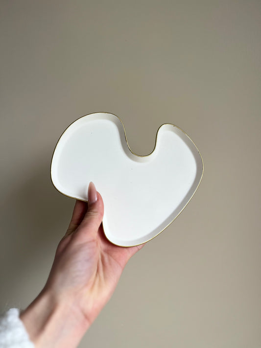 Plateau de décoration Wave - Blanc et doré