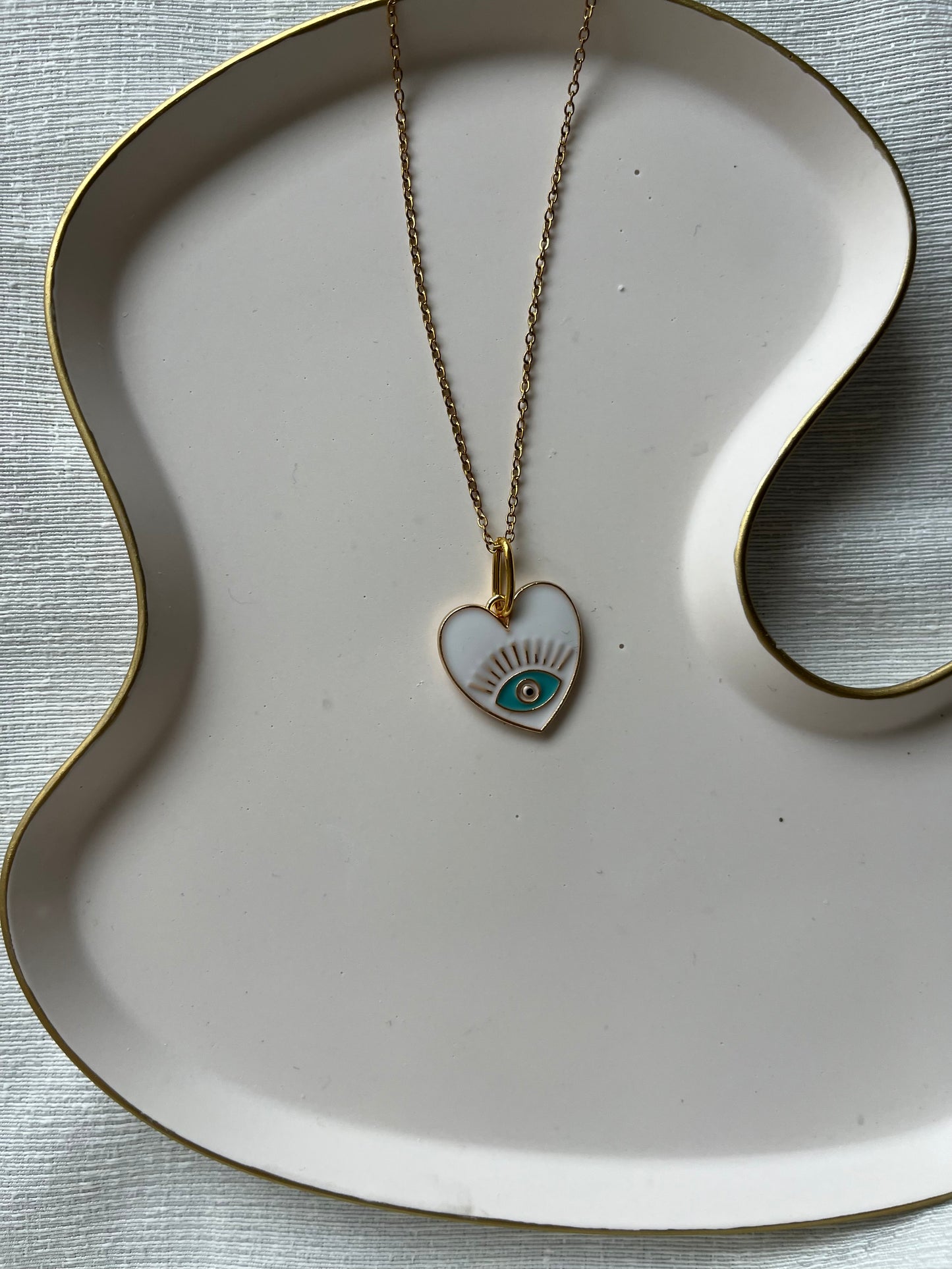 Collier charms - Eyes on me blanc - Acier inoxydable