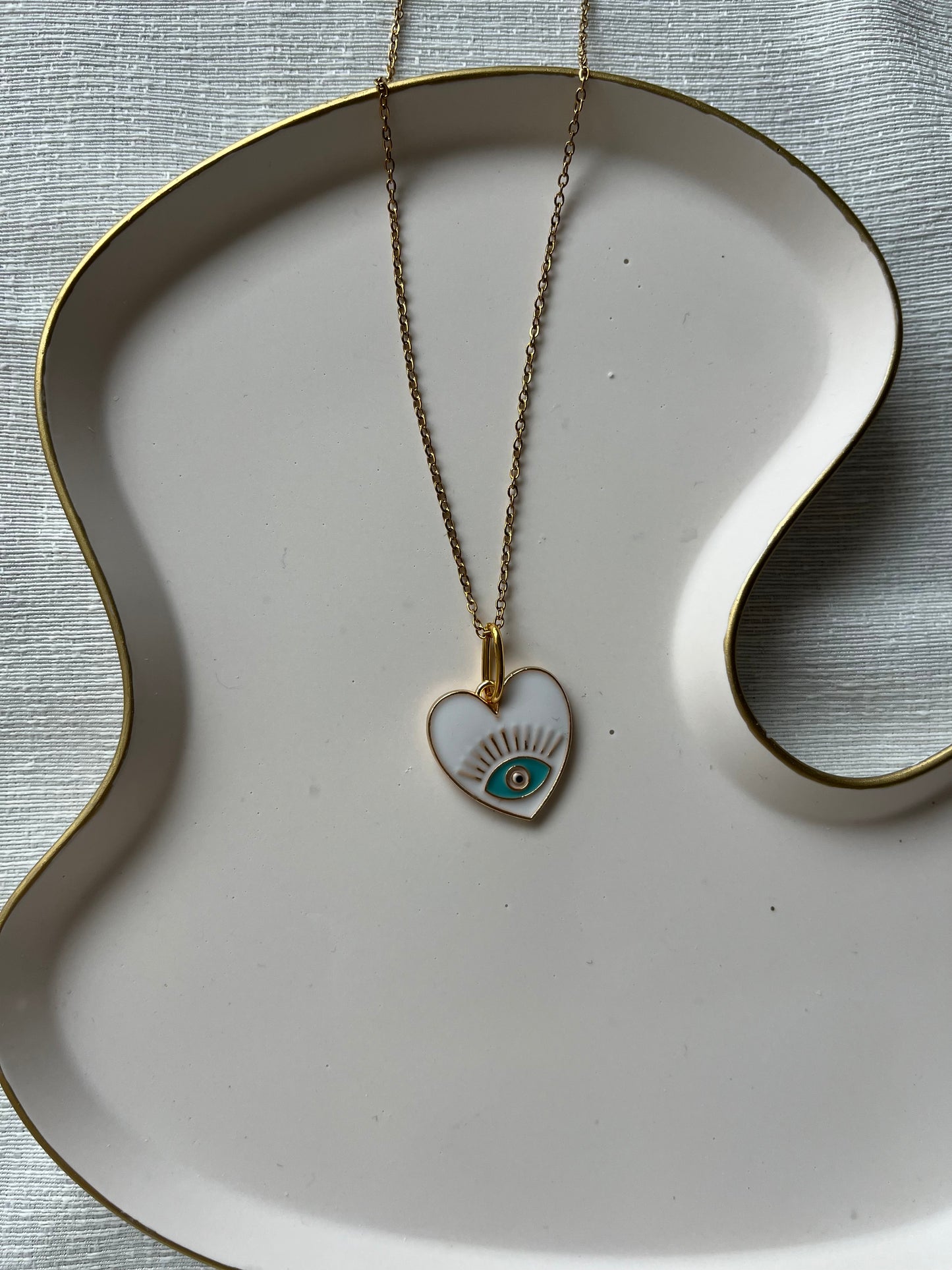 Collier charms - Eyes on me blanc - Acier inoxydable