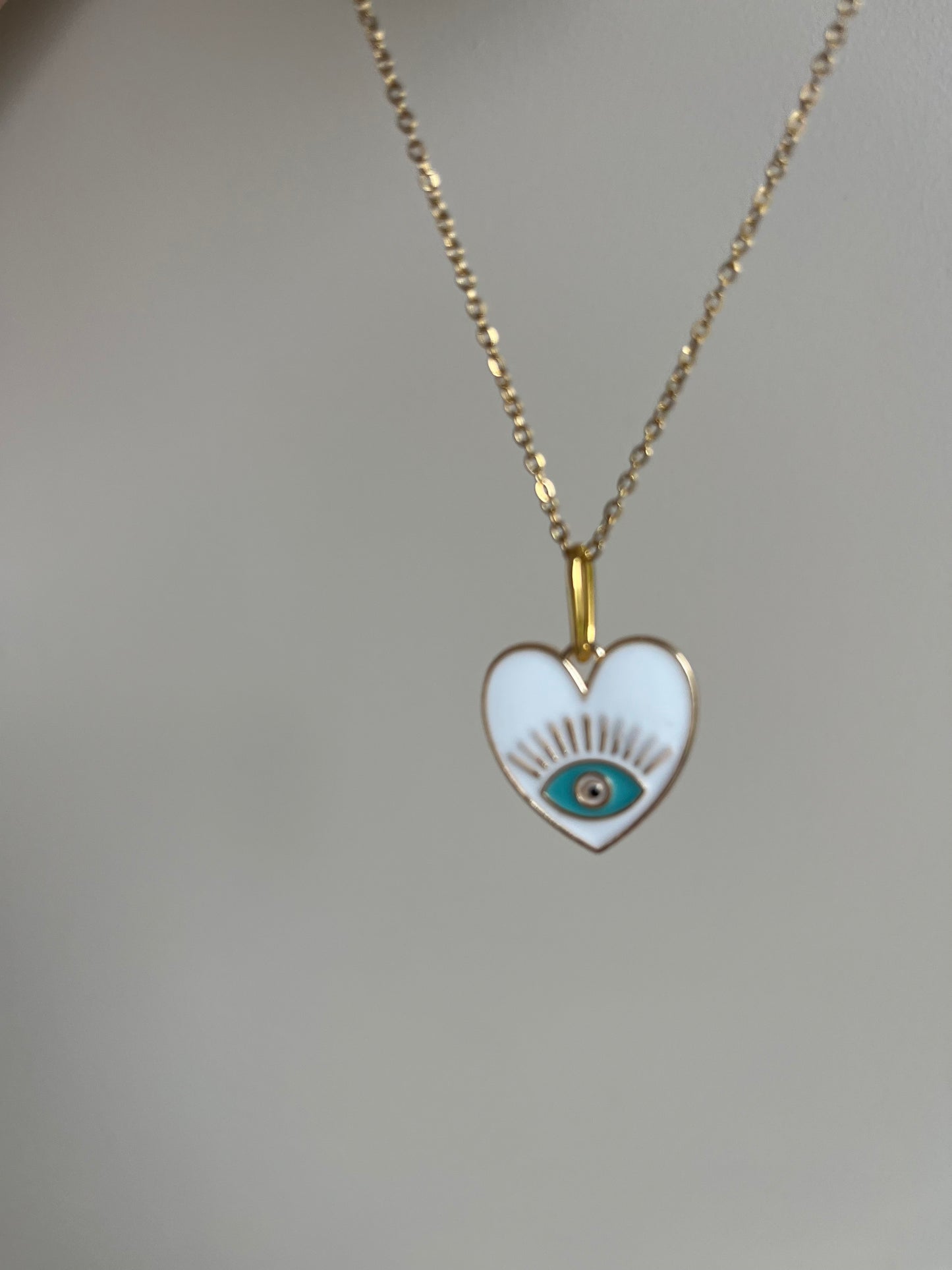 Collier charms - Eyes on me blanc - Acier inoxydable