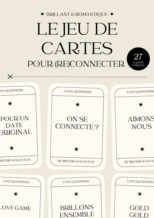 Jeu de cartes couples PDF - 27 questions pour soirée romantique et (re)connexion - You Gold This